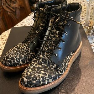 Jimmy Choo Black and Leopard Ankle Boots